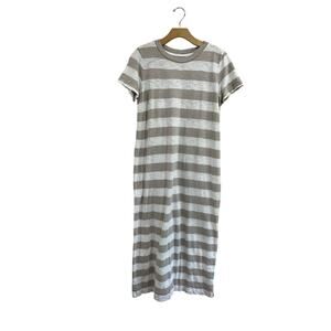Lou & Grey Striped Maxi T Shirt Dress Cotton Capsule Casual Sz M